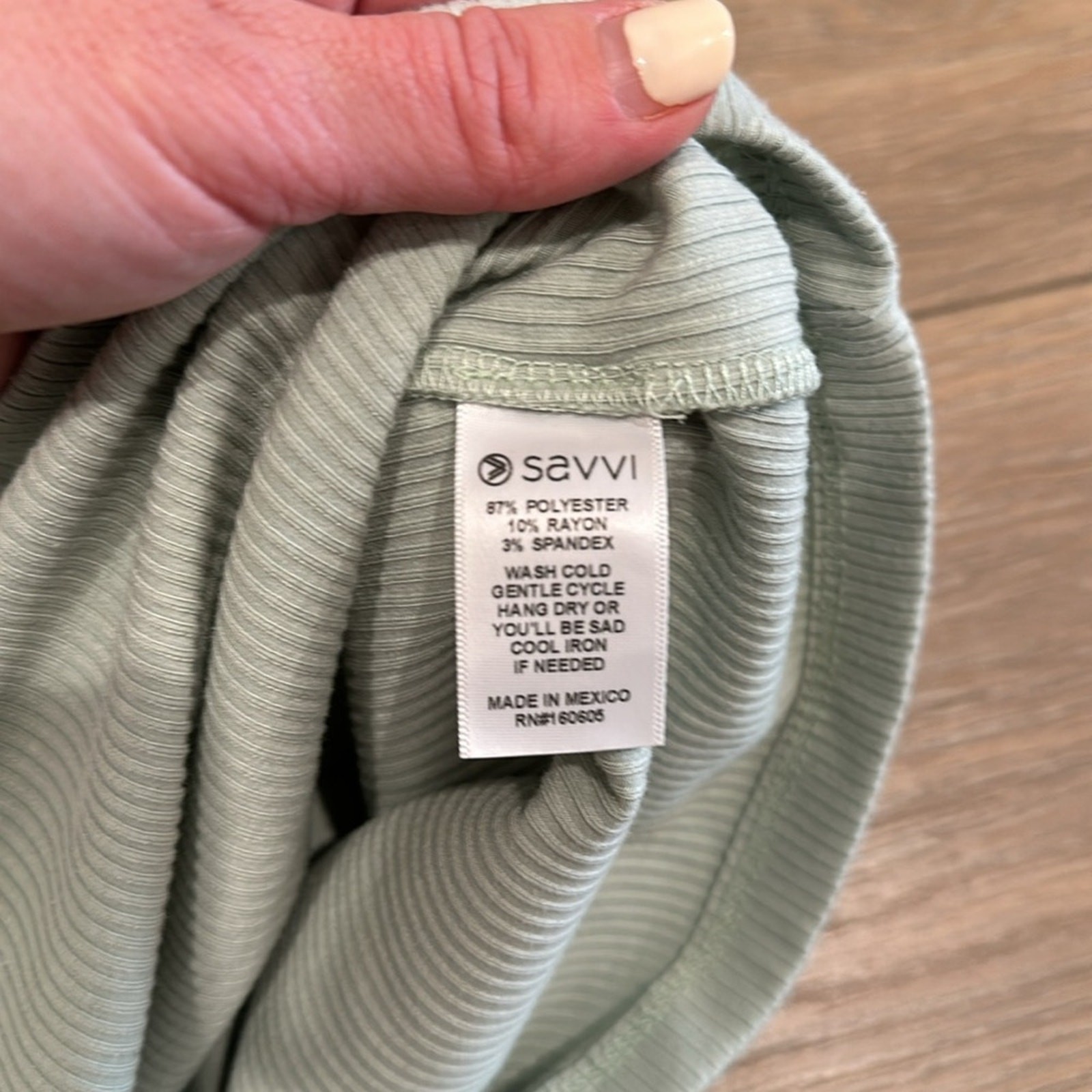 SAVVI Sage Green Ribbed Polyester Layer Workout Active Casual Tank Top Size S