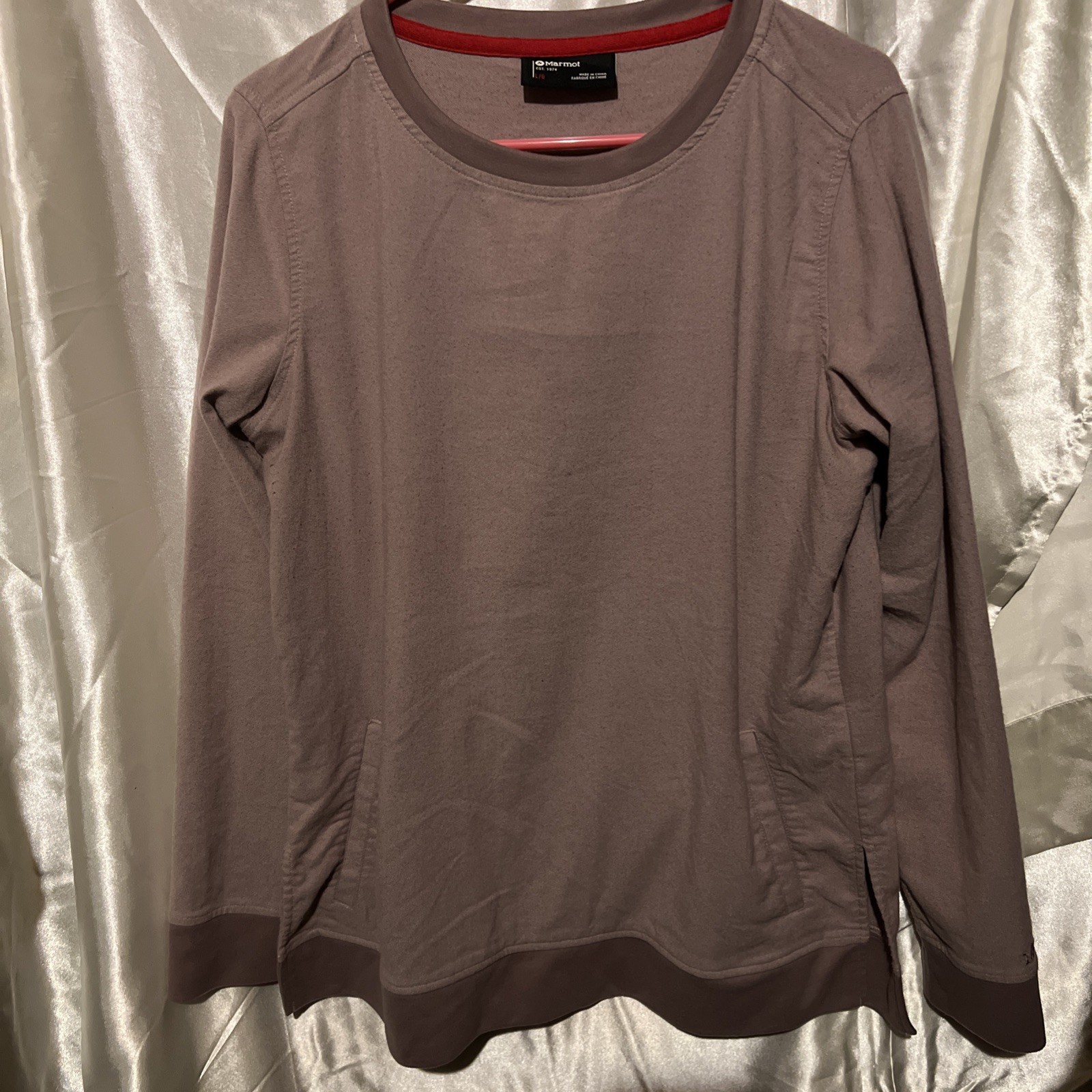Marmot Women Rosethern Mid-weight Heather Flannel Pullover Size L Front pockets