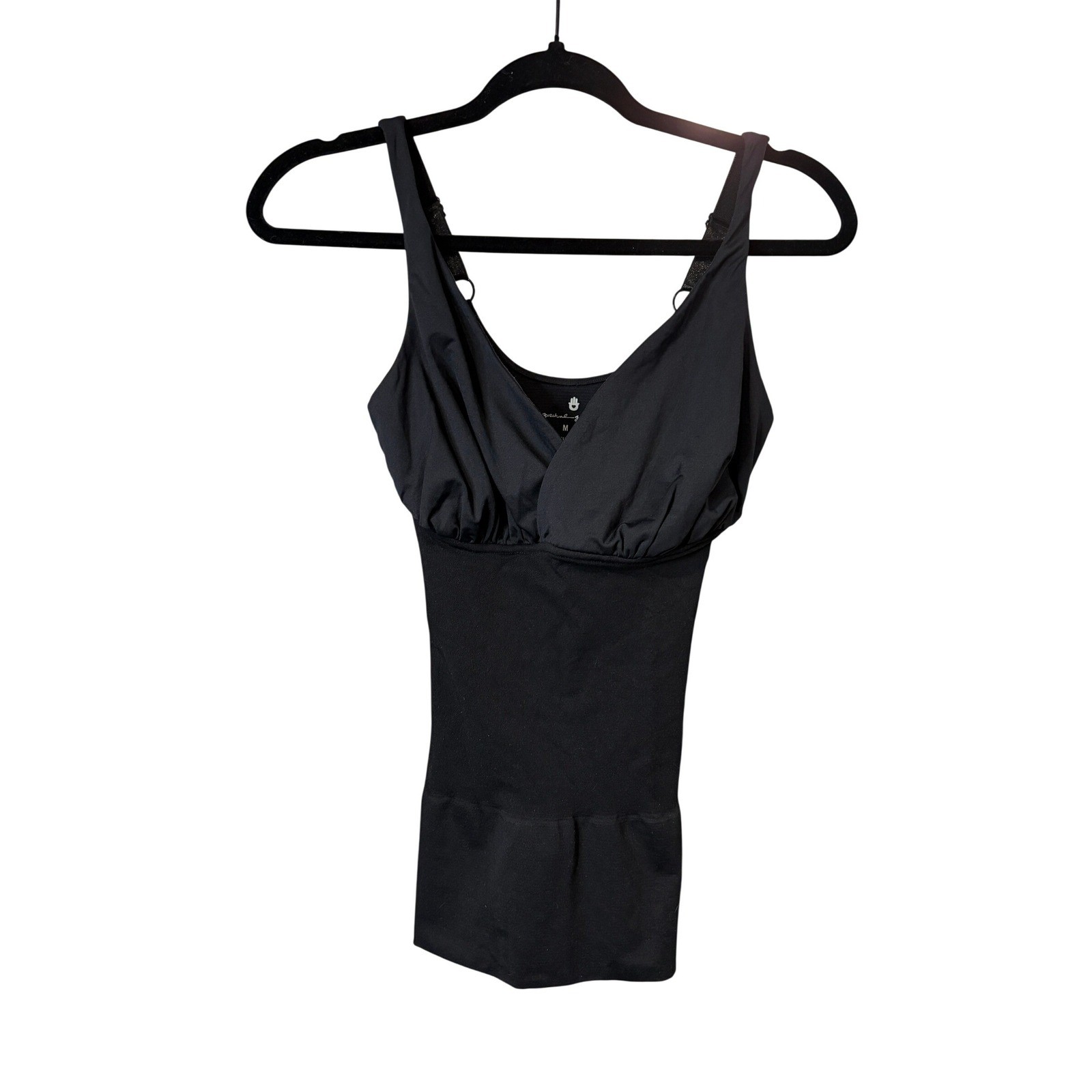 Spiritual Gangster Black Tank Top Ruched Bust Adjustable Strap Activewear M/L