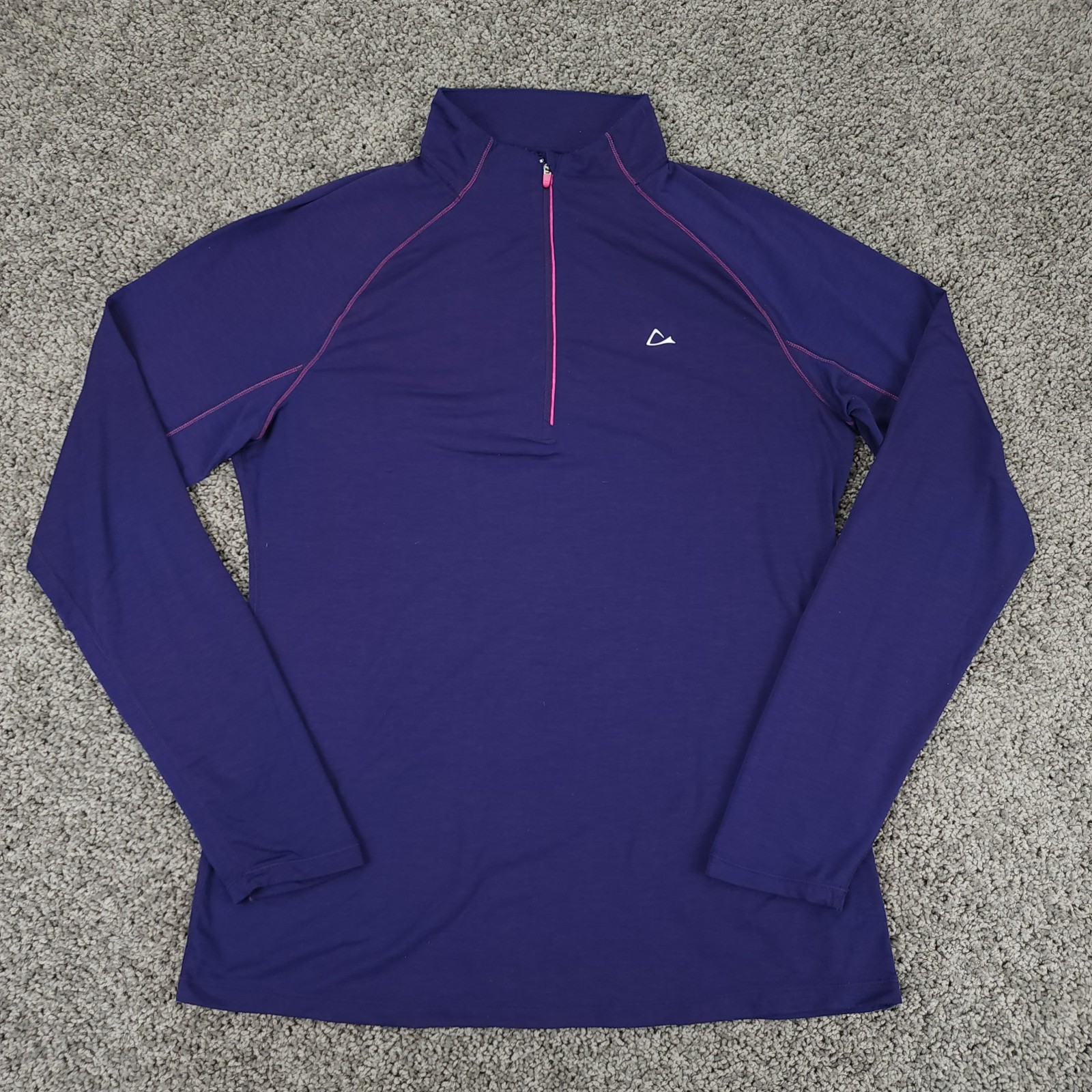 Paradox Pullover Womens Large Purple Merino Wool 1/4 Zip Baselayer Thumb Holes