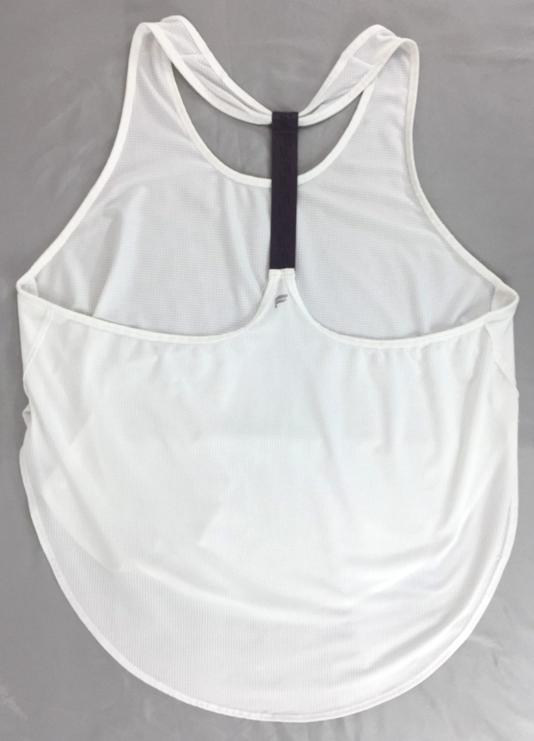 Fabletics Womens Backless Tank Top White Loose Fit Yoga Racer Back Size Large