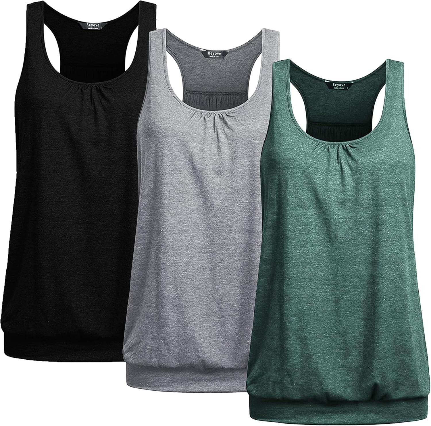 Beyove Women Banded Bottom Yoga Tank Tops Size M