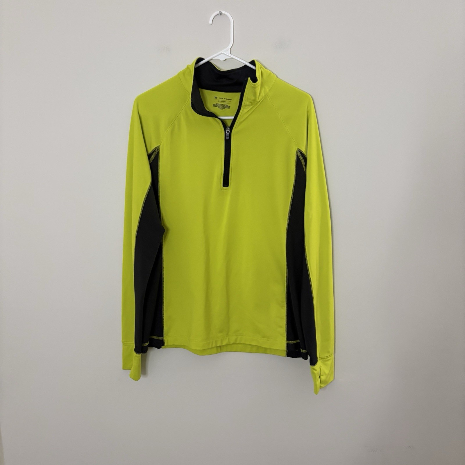 Tek Gear Womens Large Neon Green Yellow Running Athletic Top Long Sleeve Top R7