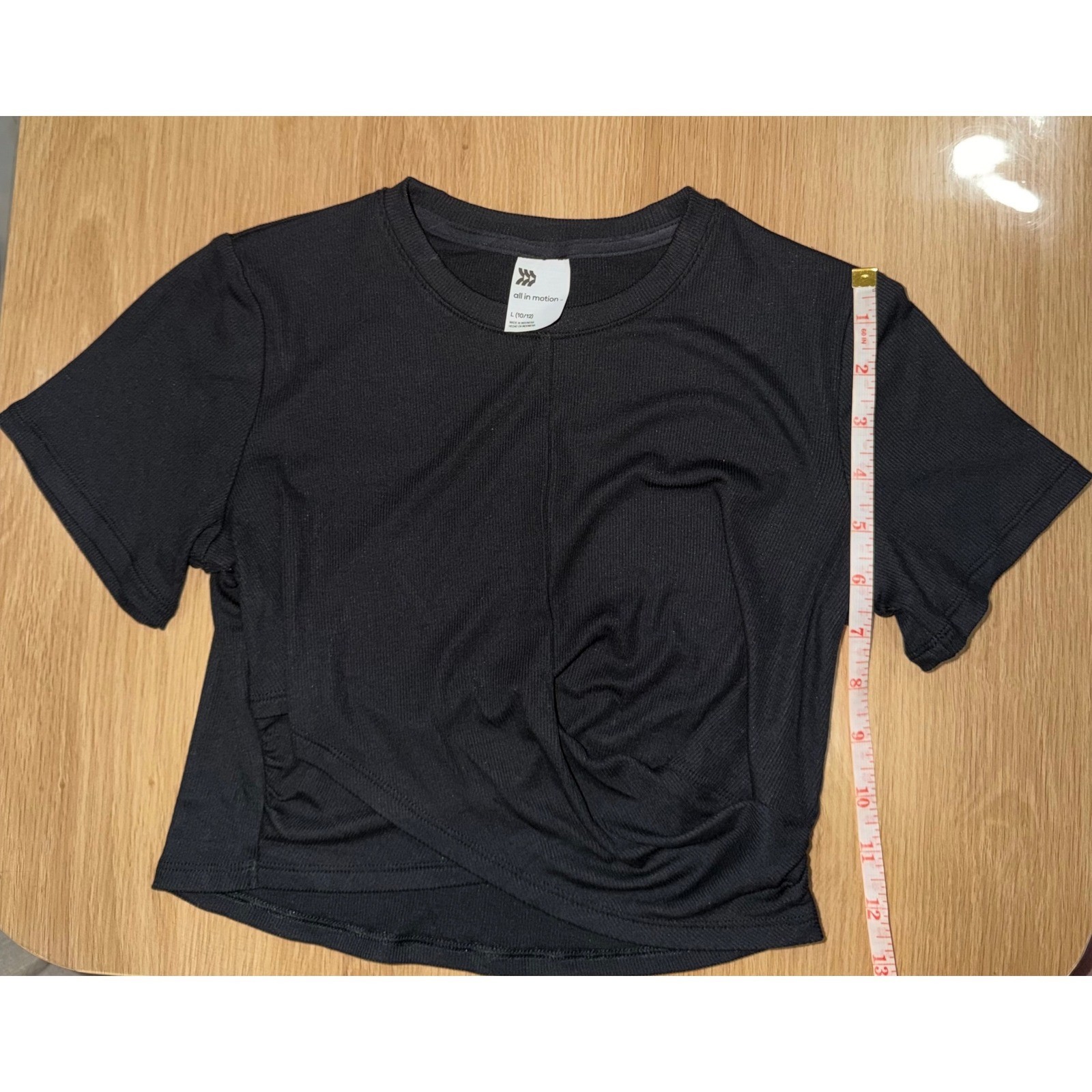 All In Motion Black Ribbed Wrap Front Activewear Top
