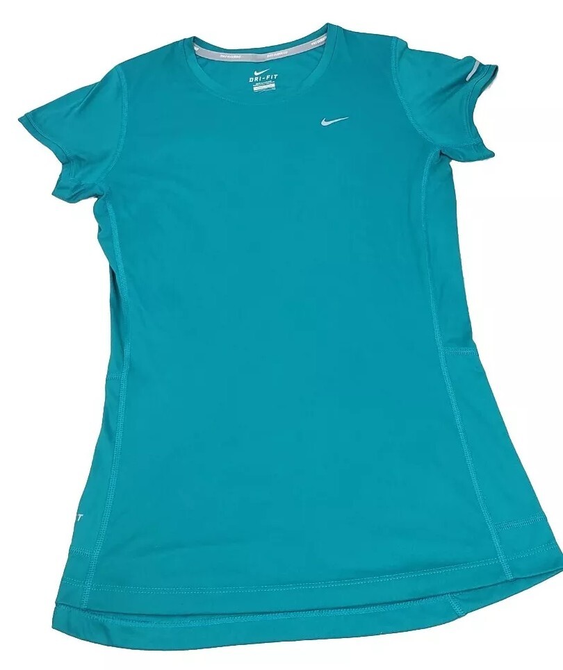 Nike Dri Fit Womens Running Shirt Small Green Short Sleeve Activewear