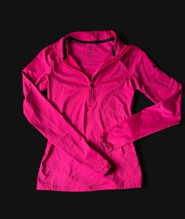Nike Dri-FIT Women’s Pink 1/4 Zip Long Sleeve Pullover Top Size S