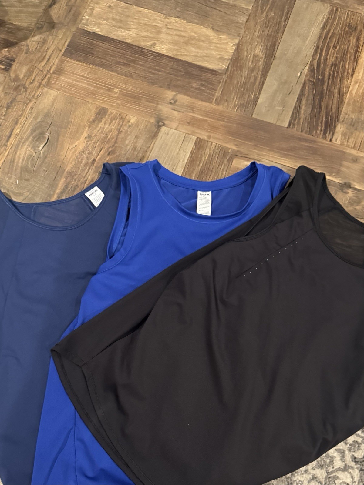 3 RBX Live Life Active Stretch Scoop Neck Tank Tops Navy/Royal/Black Women’s L/G