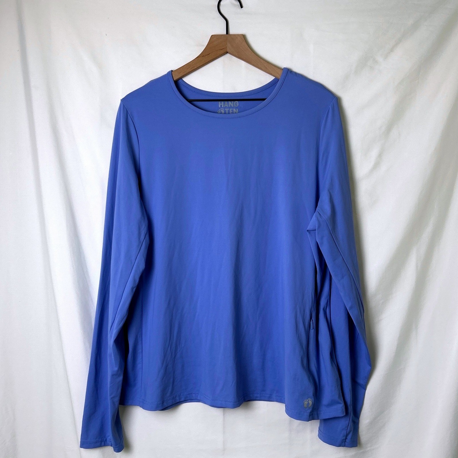 Hang Ten Womens Activewear Long Sleeve Zip Pocket Top Size XXL Blue Beach Sun