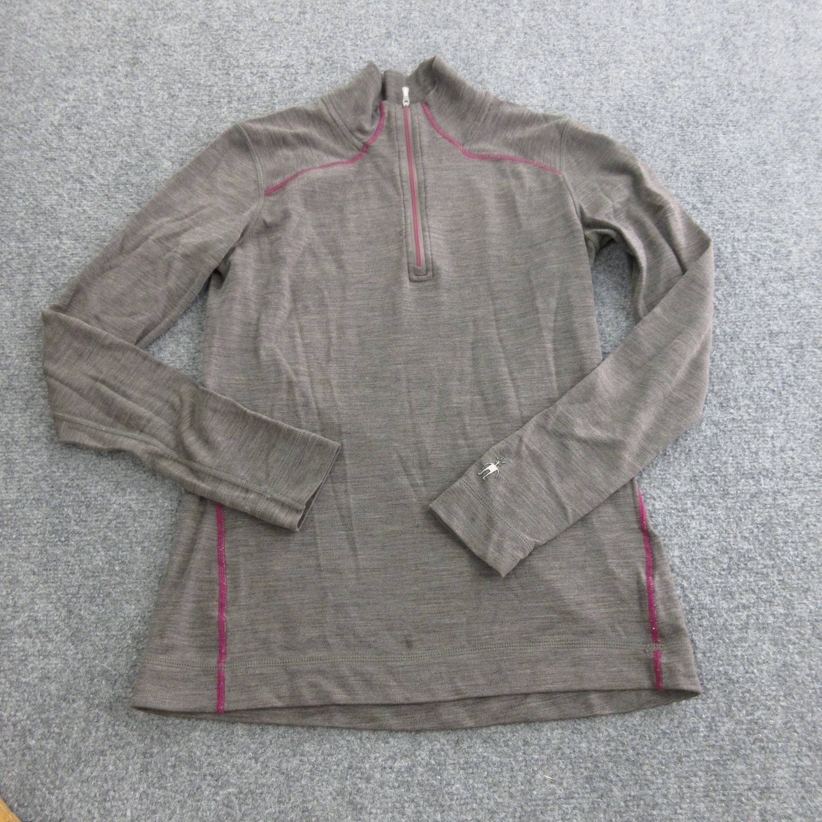 Smartwool Shirt Womens Small Gray 1/4 Zip Long Sleeve Base Layer Thermal Top