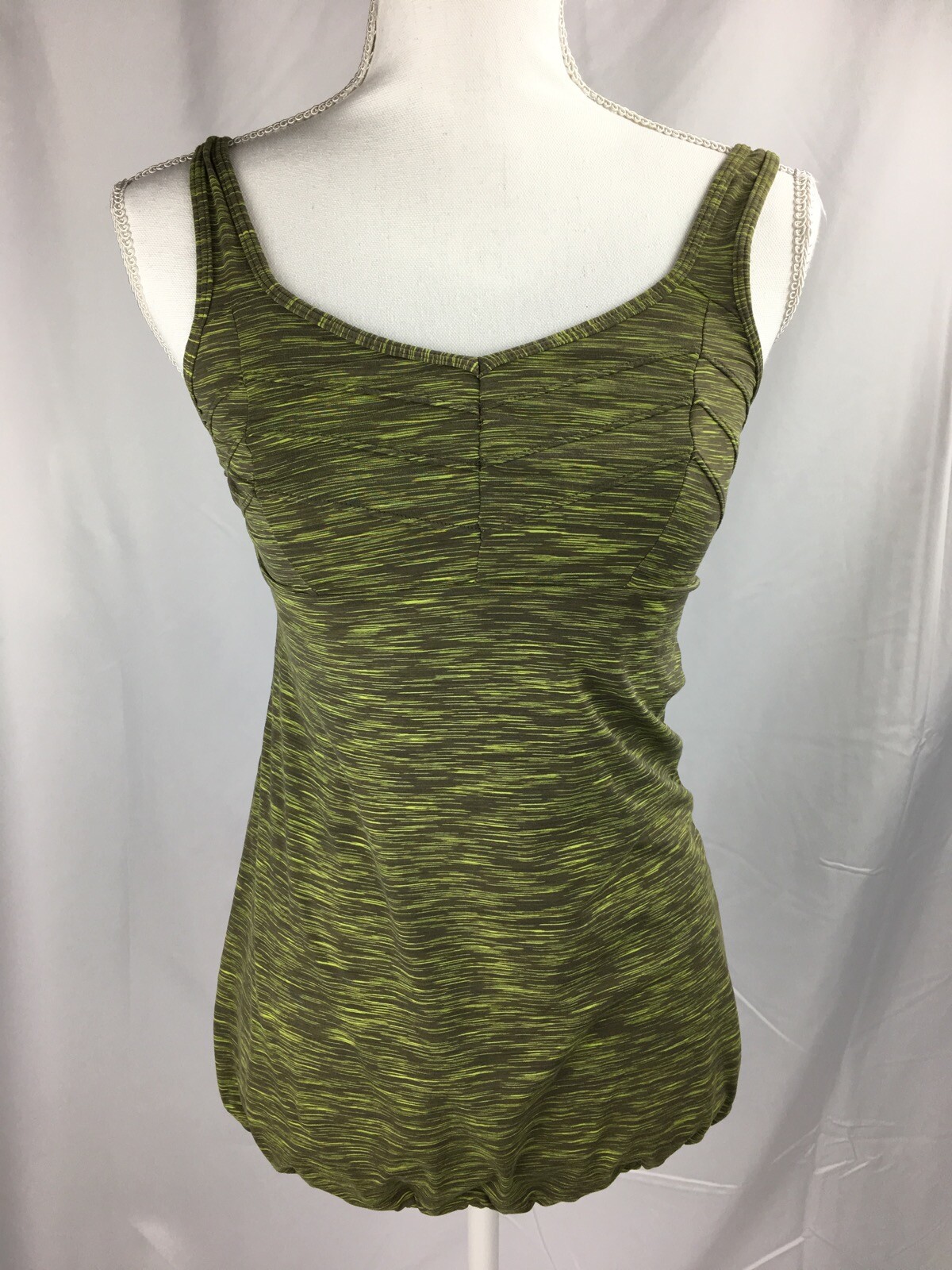 Lucy Tech Women Size XS Green Tank Athletic Top Adjustable Tie Waist