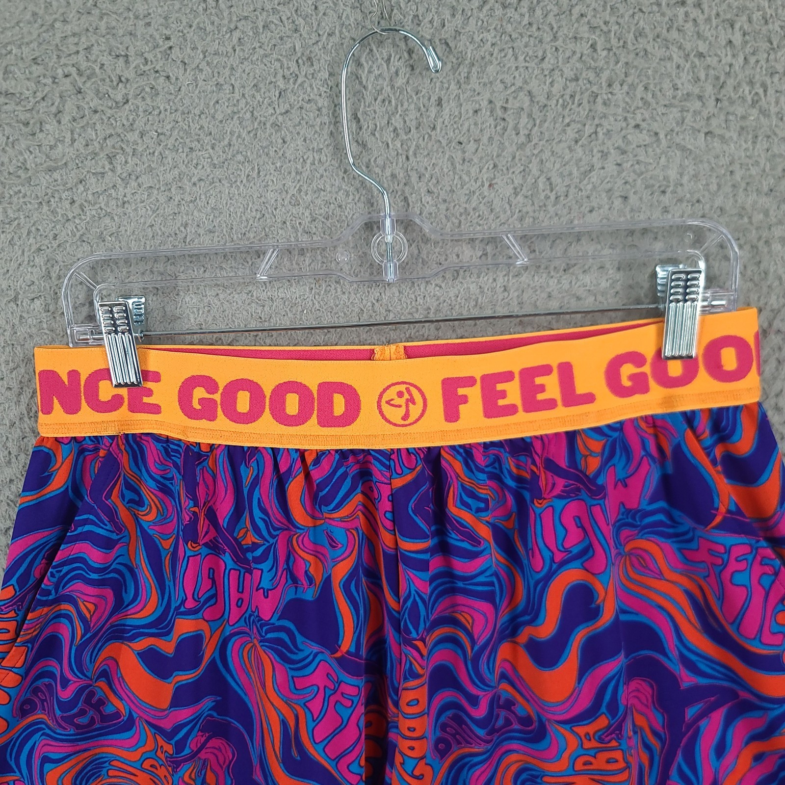 Zumba Capri Pants Womens Medium Dance Exercise workout Harlem Elastic Waist Blue