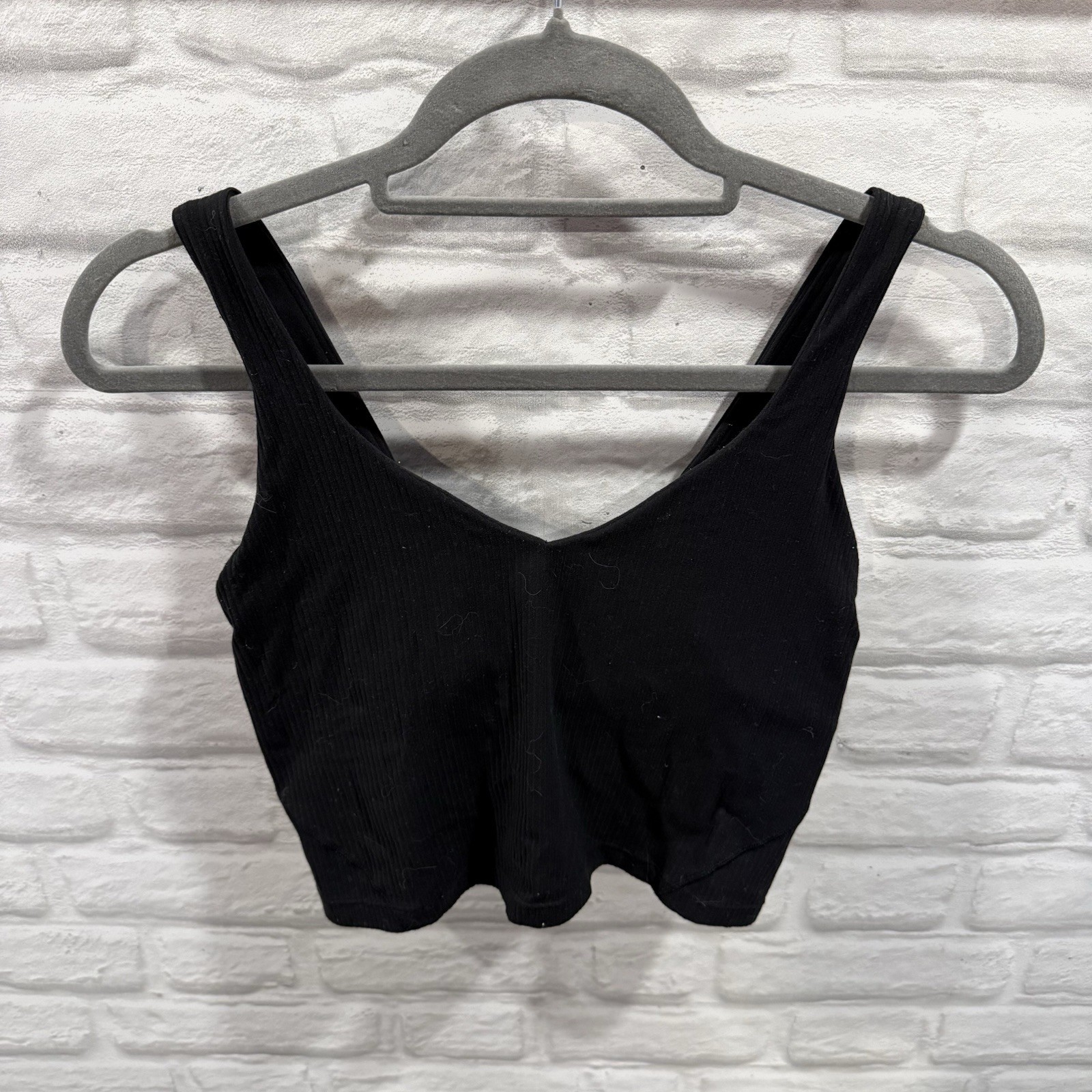 Lululemon Cropped Ribbed Align Black Tank Top Built-In Shelf Bra Size 4-6 (#23)