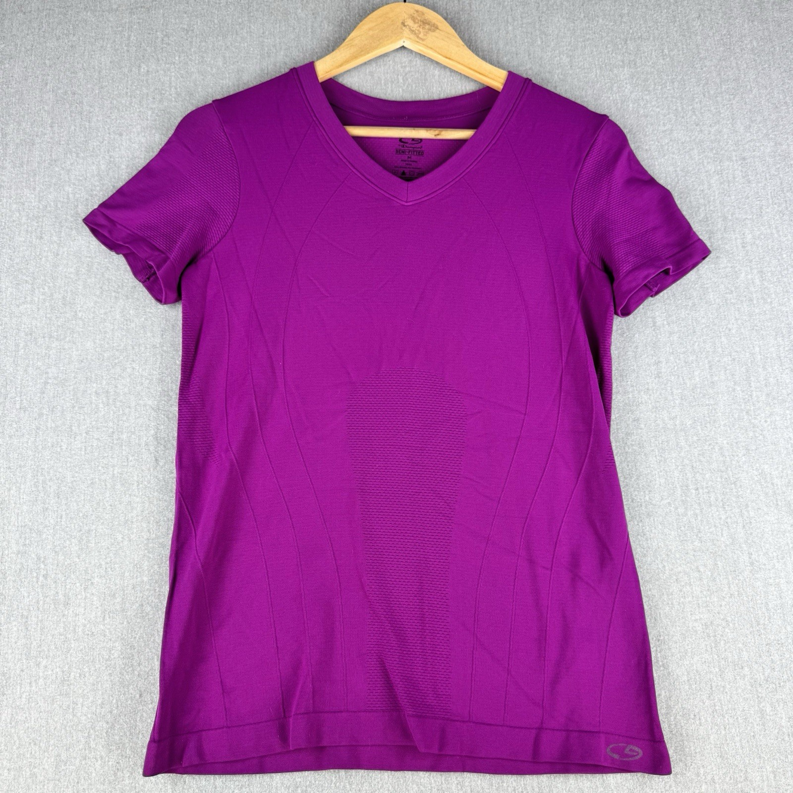 Champion C9 Semi Fitted Purple Athletic Top Womens Medium Short Sleeve