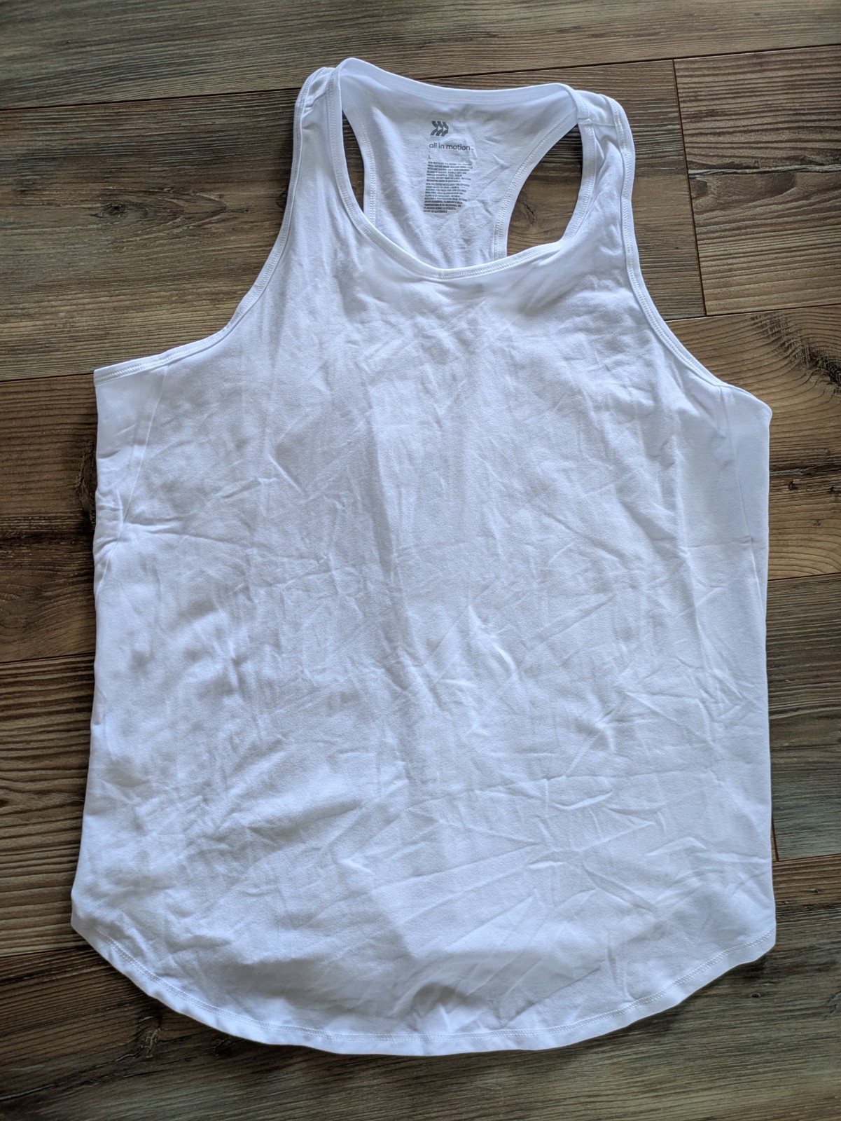 All In Motion Solid White Racerback Athletic Tank Top LRG