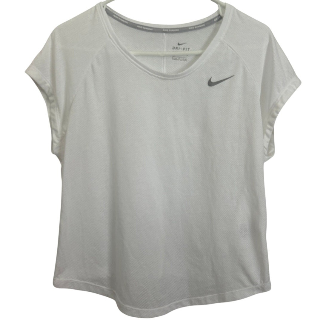 Nike Women’s Dri-Fit White Mesh Running Shirt Workout – Large