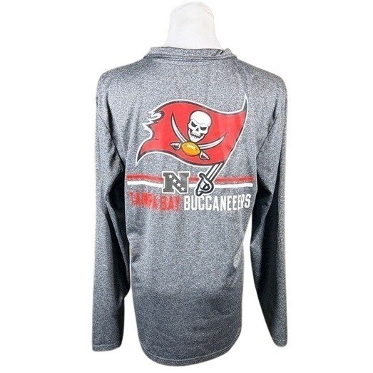 Tampa Bay Buccaneers NFL Team Apparel Quarter Zip Pullover Gray Mens Medium M