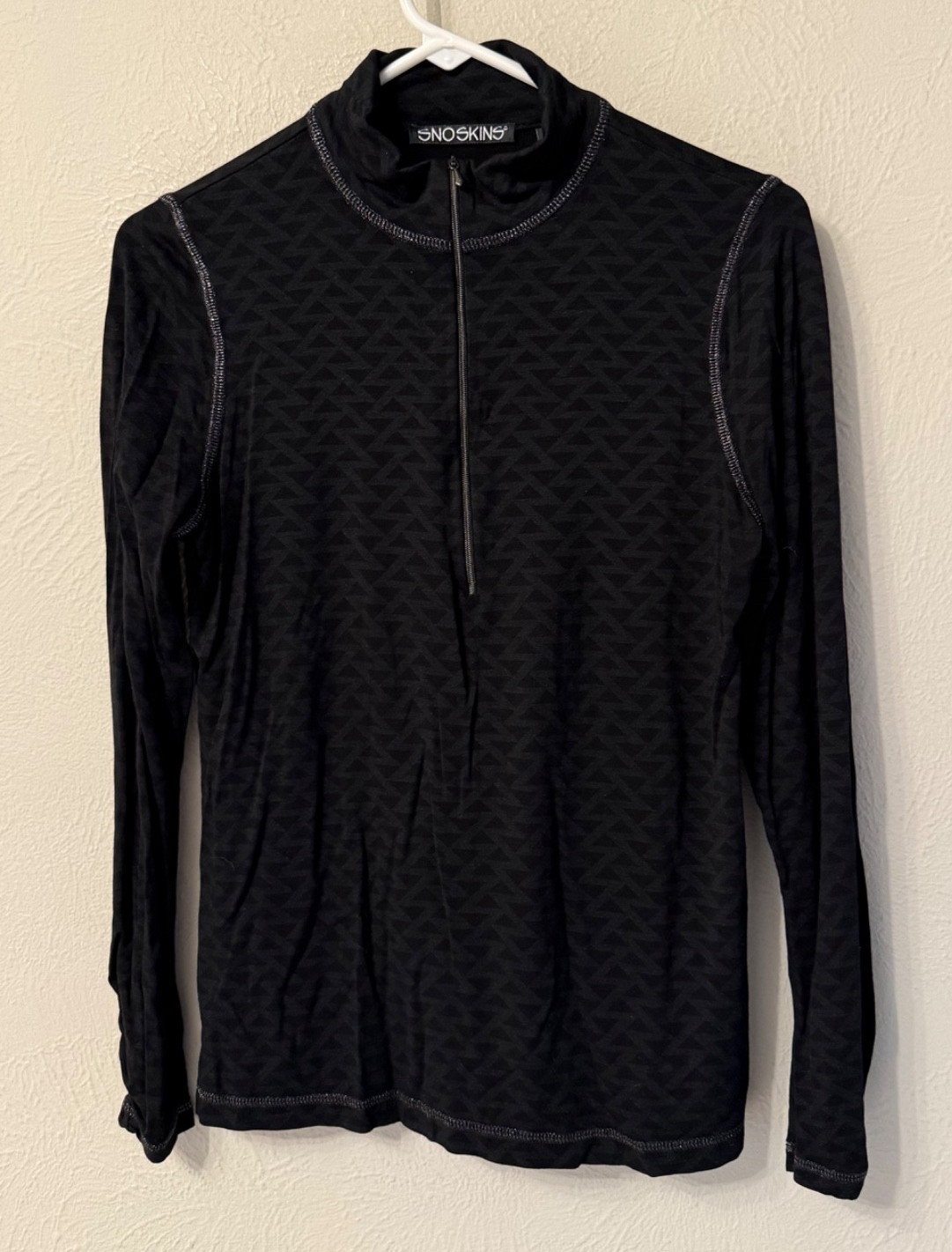 Snoskins 1/4 zip long sleeve mock neck baselayer size L black outdoor ski