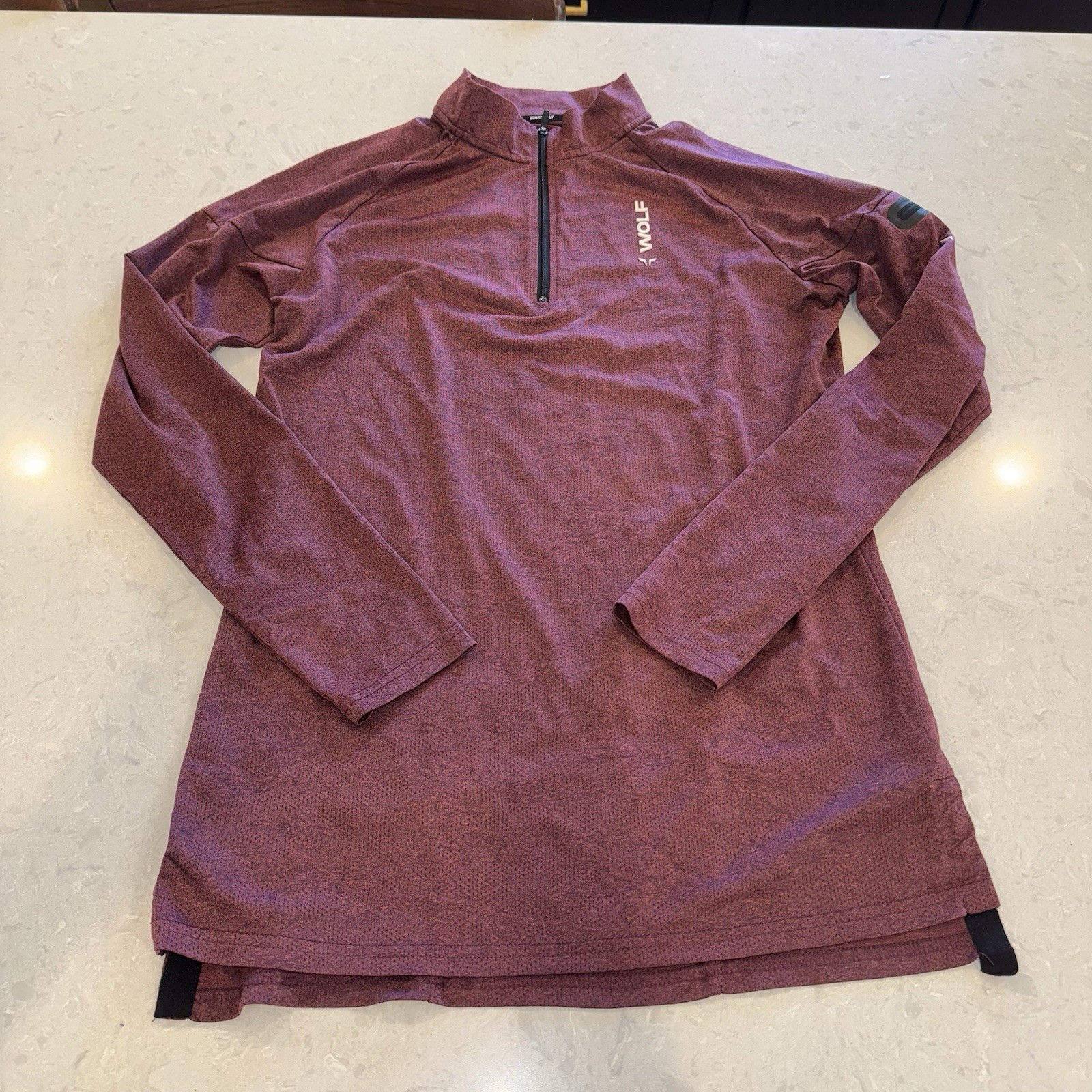 Squat Wolf Men’s Medium True Athletic Fit Workout Long Sleeve Shirt 1/4 Zip Camo