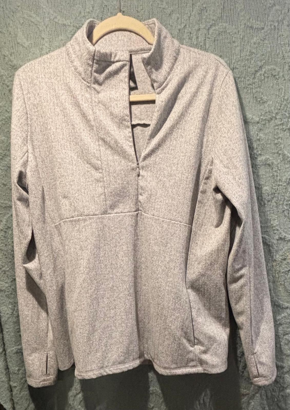 Kyodan Performance 1/4 Zip Pullover Gray Herringbone Women’s Size XL Thumbholes