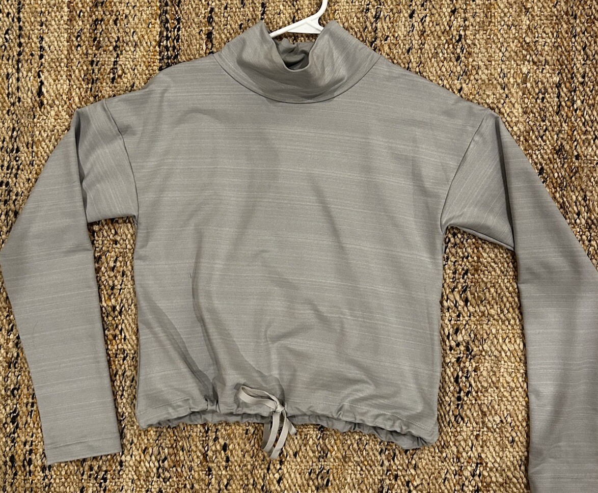 REI Womens Small Top Zip Pocket Crop Stretchy Long Sleeve Draw String Waist