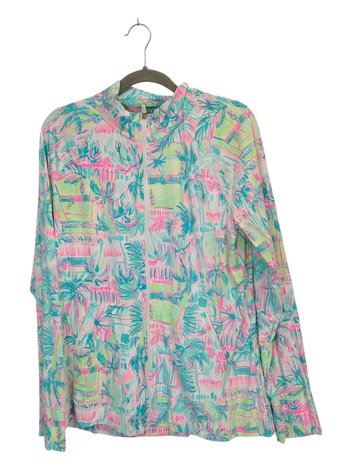 Lilly Pulitzer Luxletic Hadlee Zip Jacket Multi Perfect Match Design Size XL