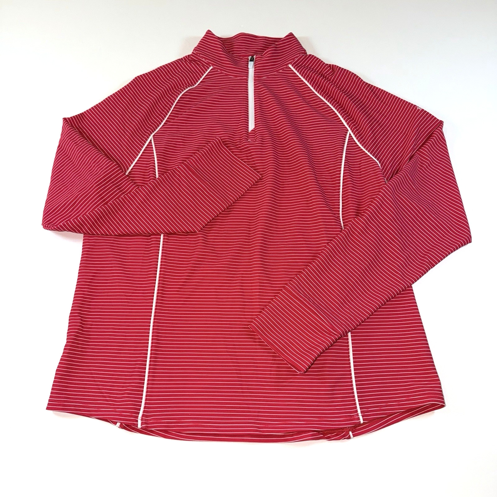 Johnnie-O Performance 1/4 Zip Long Sleeve Golf Pullover Pink & White Size XL EUC
