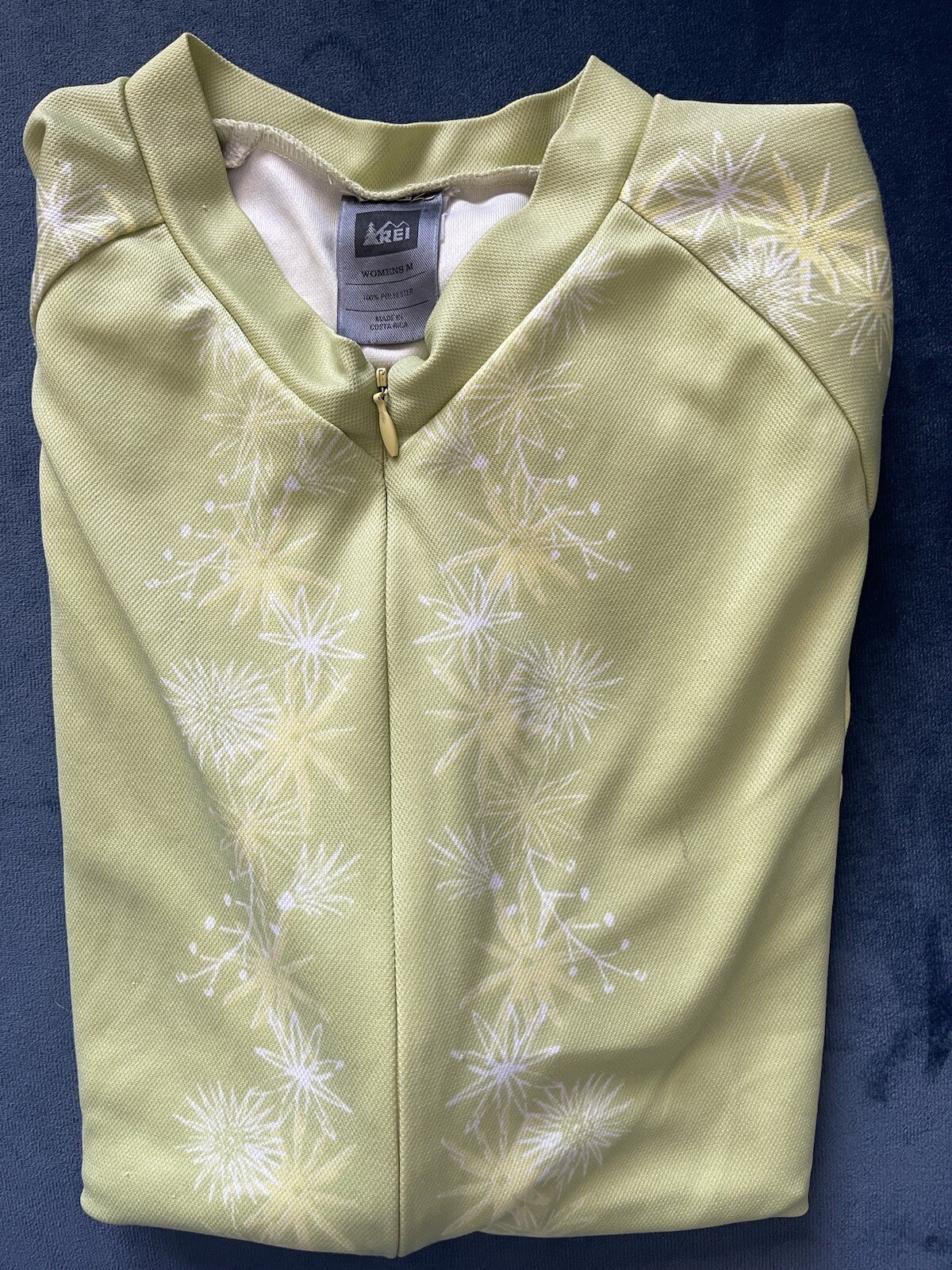 REI Womens Hiking Running Shirt 1/2 Zip Pockets Size M Chartreuse Green Yellow