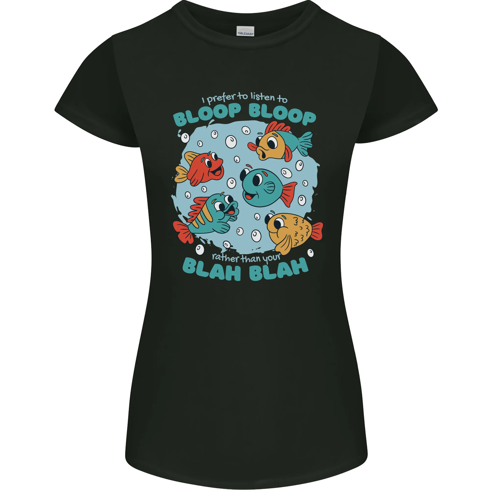 Bloop Bloop Funny Fishing Fisherman Womens Petite Cut T-Shirt