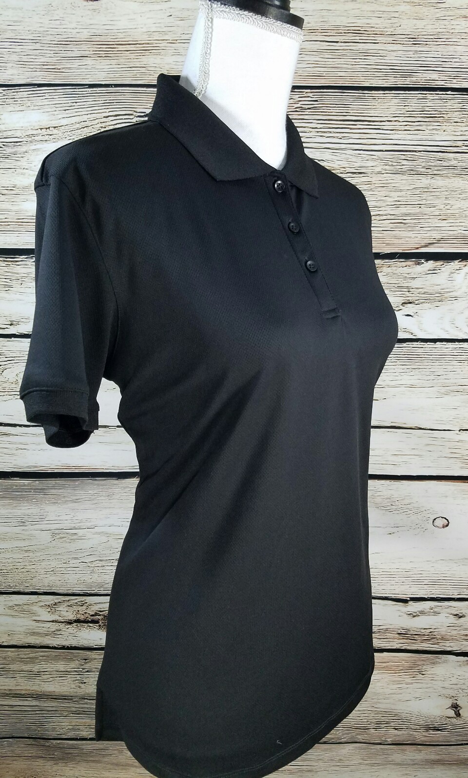 Devon & Jones ESPN Women’s Golf Polo Large Short Sleeve Black UPF15 A1