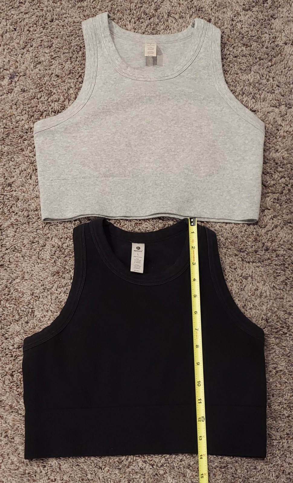 90 Degree by Reflex Crop Top Women’s Large Set Of 2 Black And Gray Thick
