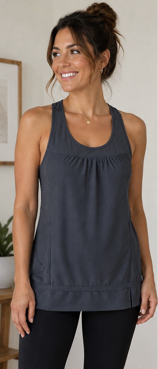 Athleta Women’s Gray Racerback Scoop Neck Stretch Activewear Tank Top M
