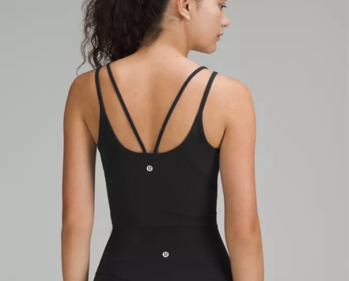 lululemon Align™ Strappy Ribbed Crop Tank Top 8 Black Sexy Yoga Sporty Training