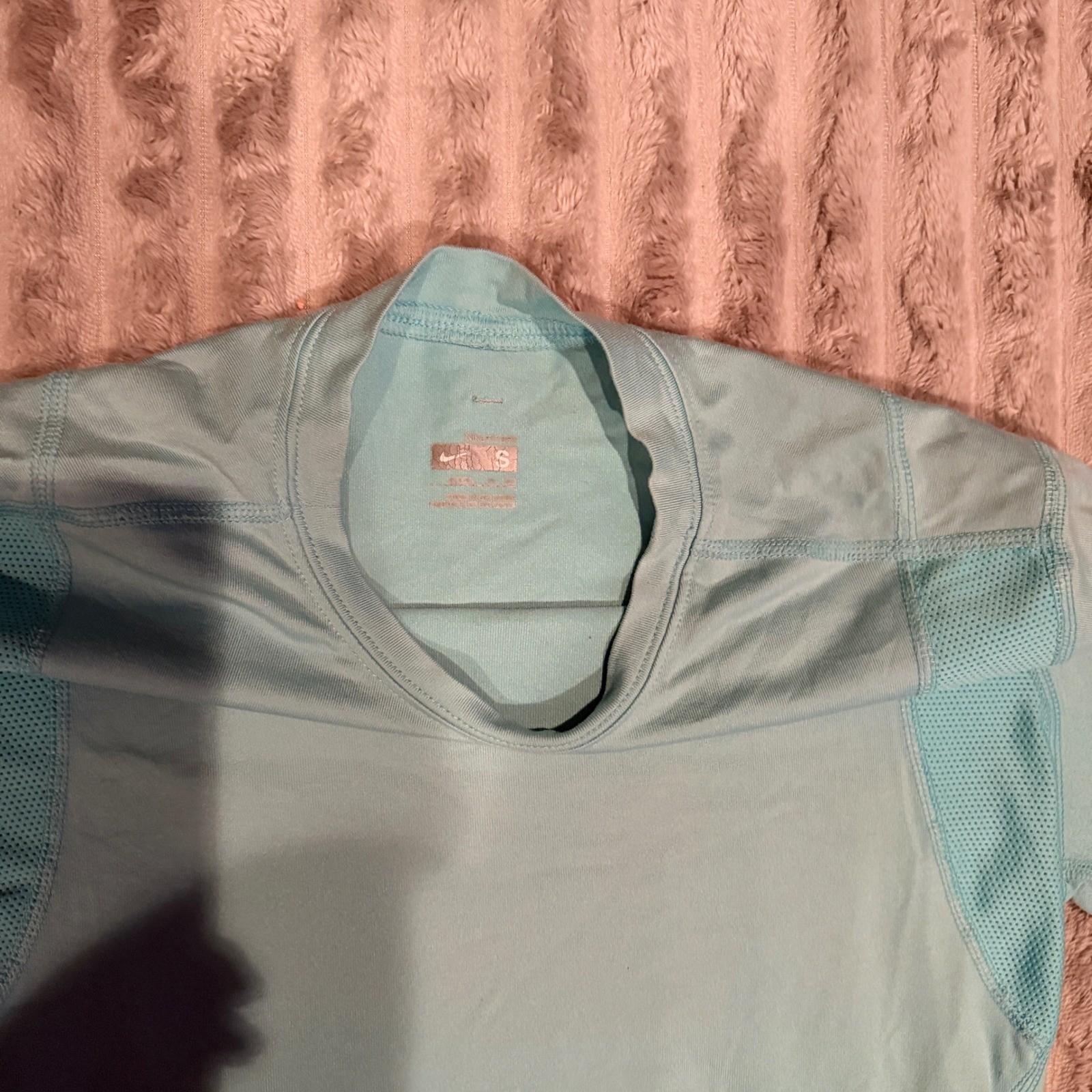 Nike Pro Hyperwarm Long Sleeve Training Top Teal Blue Yellow Swoosh Womens Small