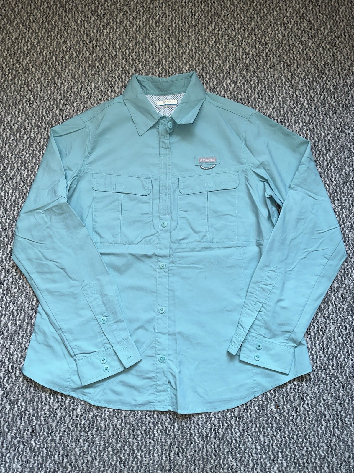 Columbia Shirt Womens Size Large Turquoise Blue Long Sleeve Omni-Shield (xxx)