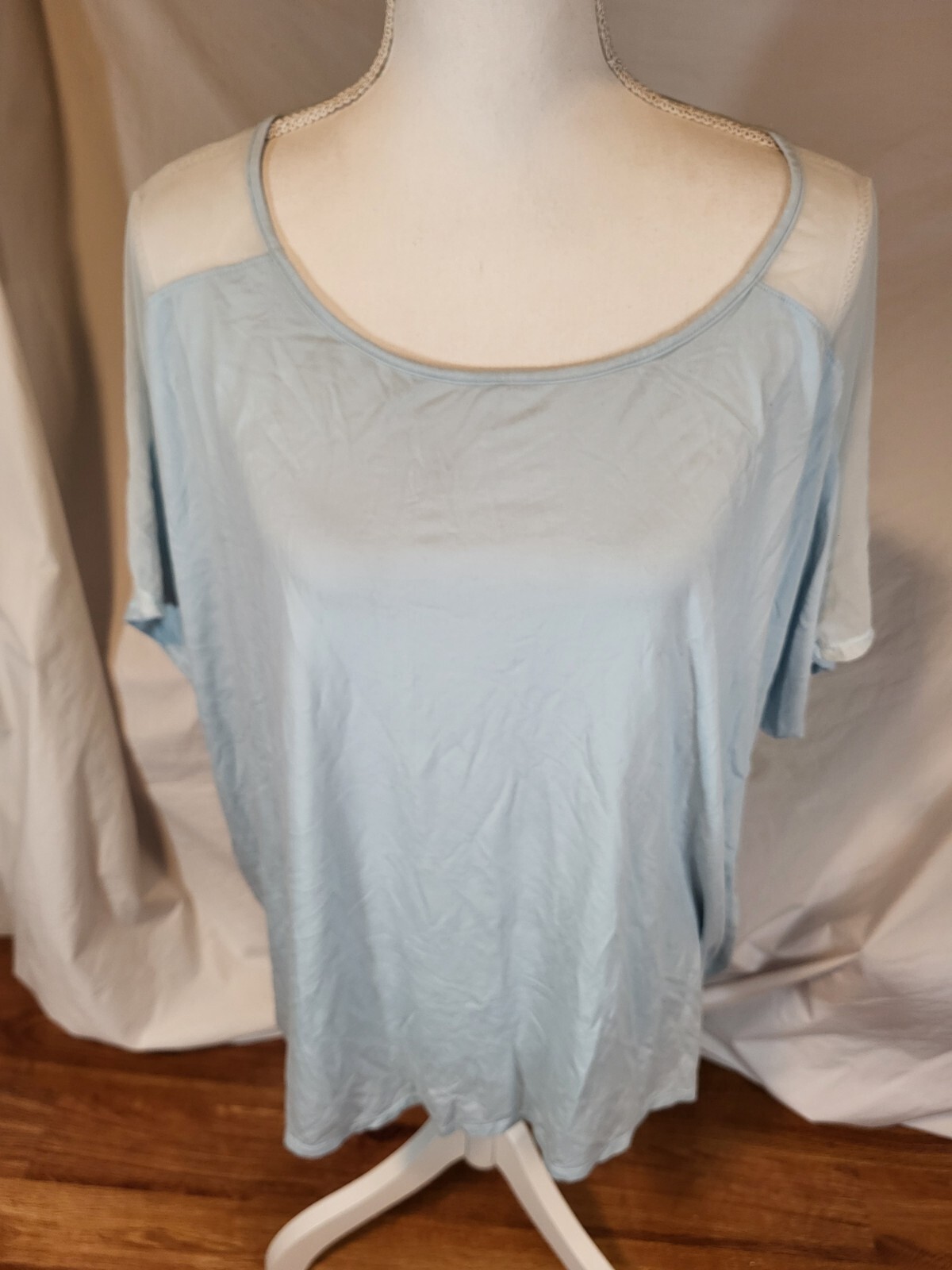 Honeylove Honey Love Light Blue Short Sleeve Mesh Size 3X
