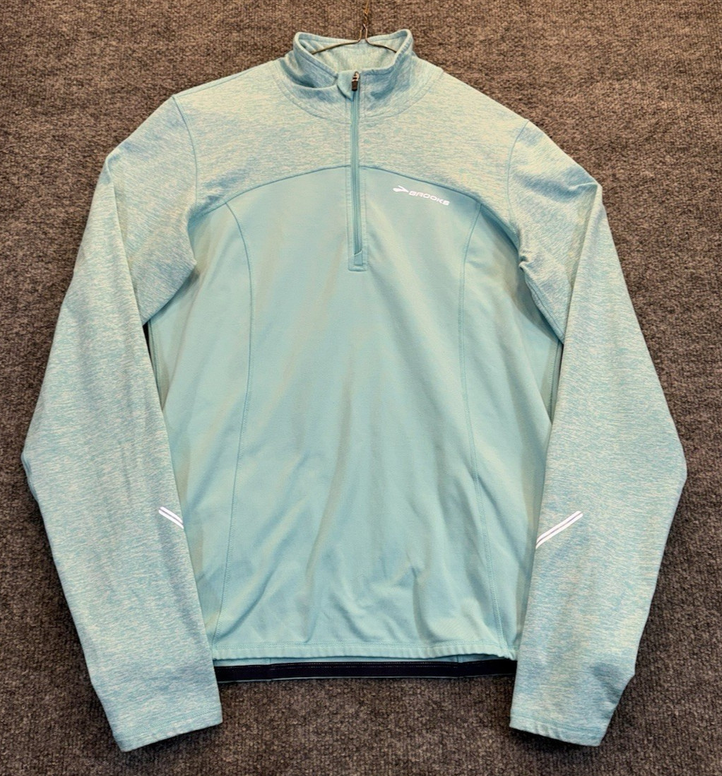 Brooks Women’s Size Medium Aqua 1/4 Zip Running Pullover Long Sleeve