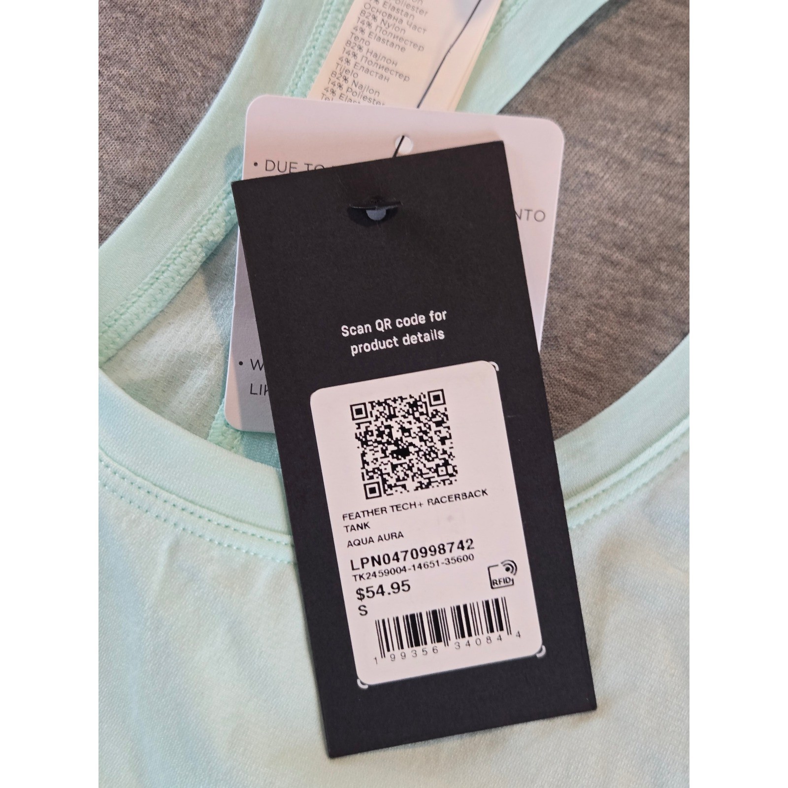 Fabletics Feather Tech Racerback Tank Womens Small Aqua Aura Mint Green New! NWT