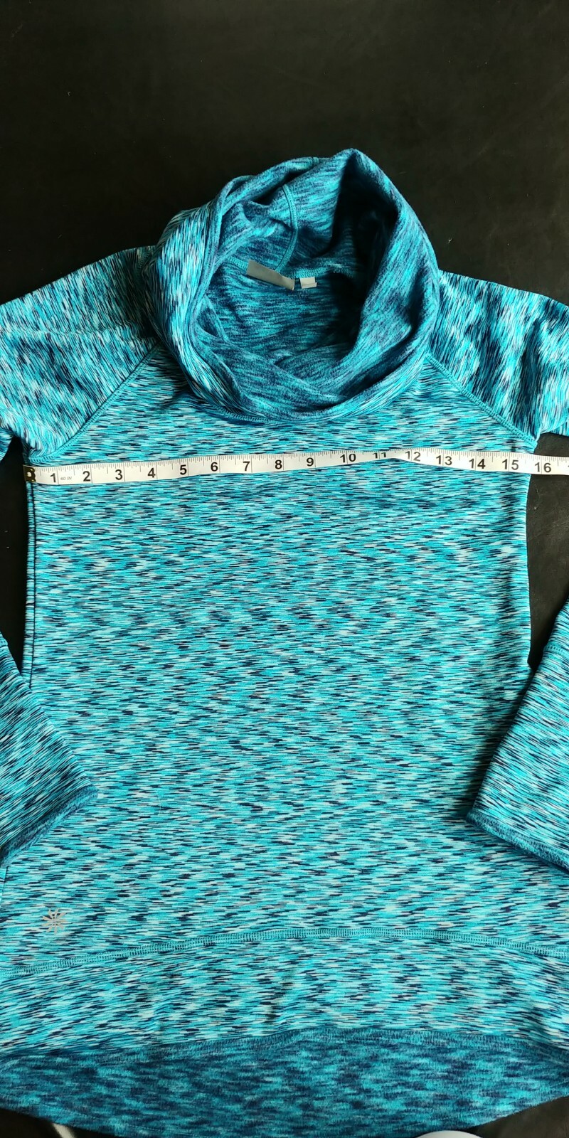 ATHLETA Space Dye Tranquility Pullover Cowl Neck Fleece Line Sz XXS Geode Blue