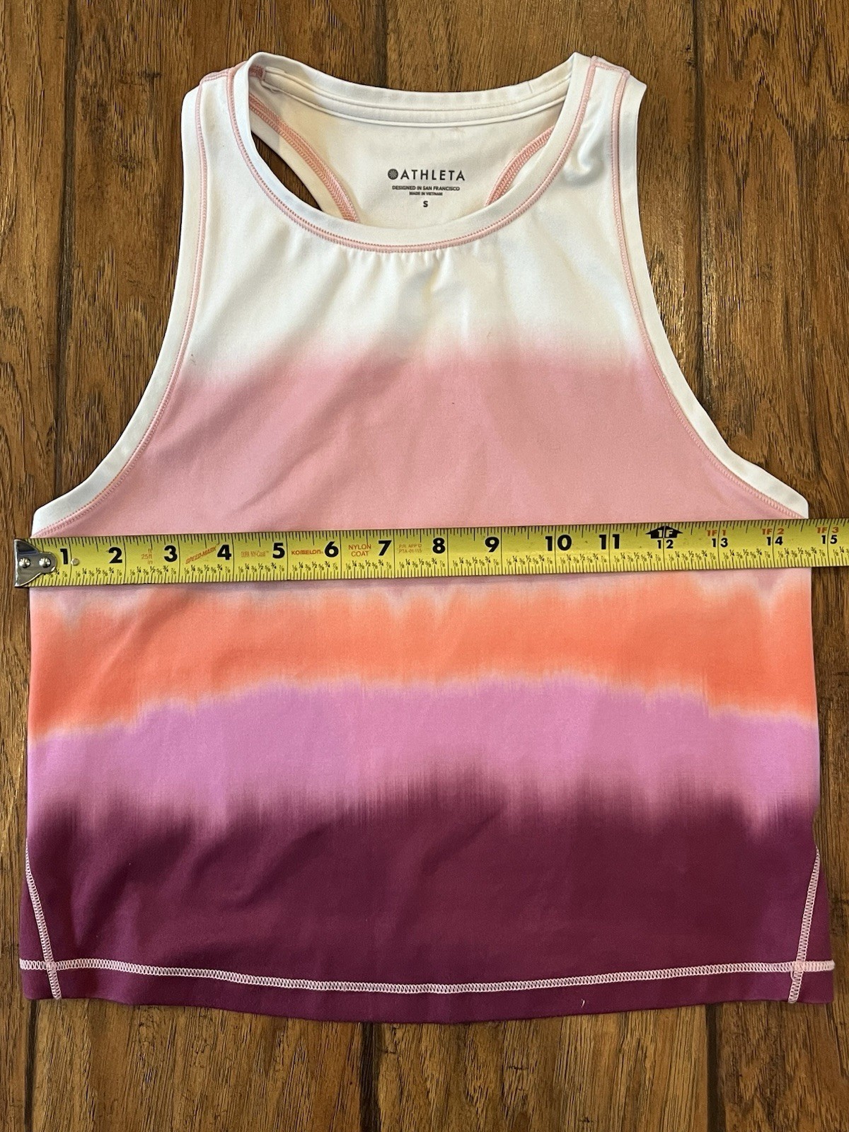 Athleta Stretch Colorblock Cropped High Neck Tank Pink Orange Purple S