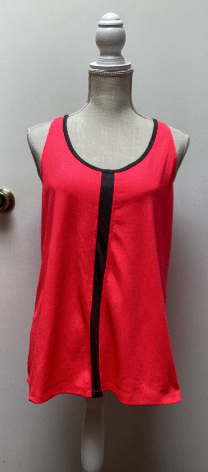 AVIA Womens LARGE Workout  Tank With Strappy  Back Neon Orange With Black Accent