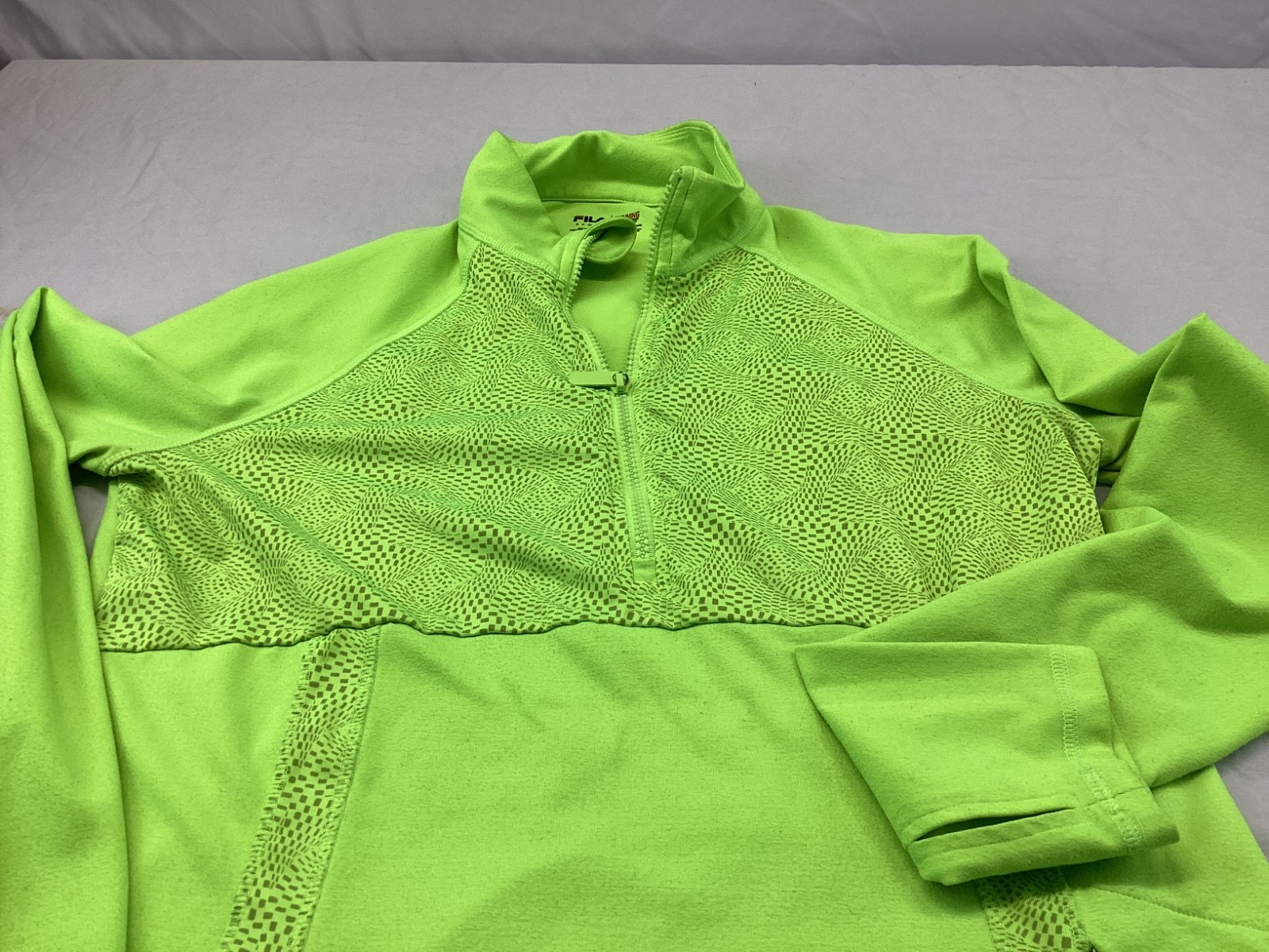 Fila Running 1/4 Zip Pullover Womens Large Neon Green