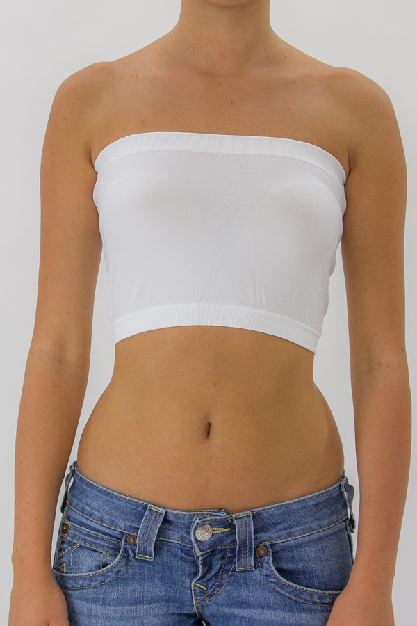 Women Stretch Strapless and Seamless Tube Top Plain Bandeau Bra Undershirt