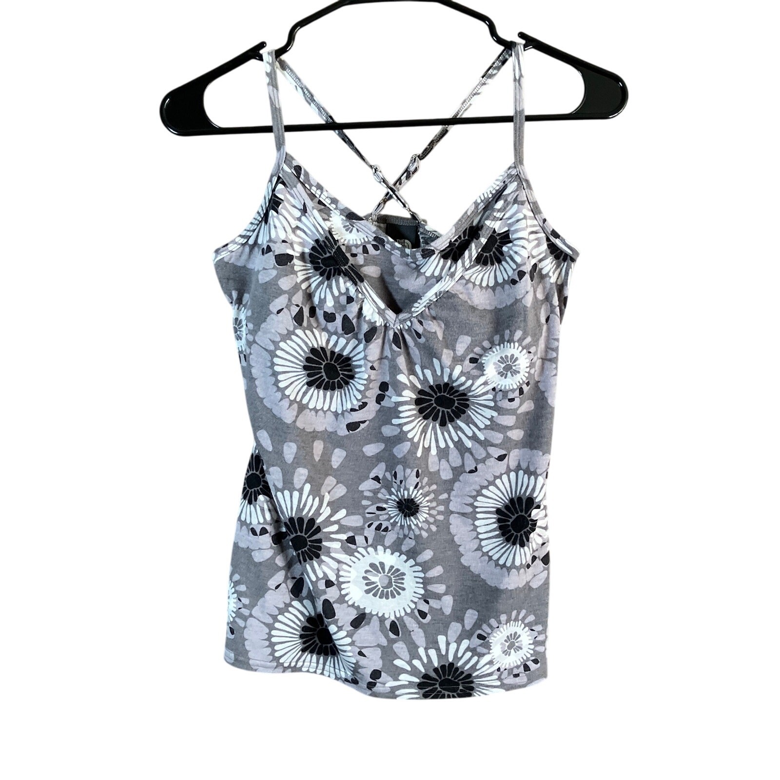 The North Face Womens Tank Gray Built In Bra Crossback Spaghetti Strap Medium