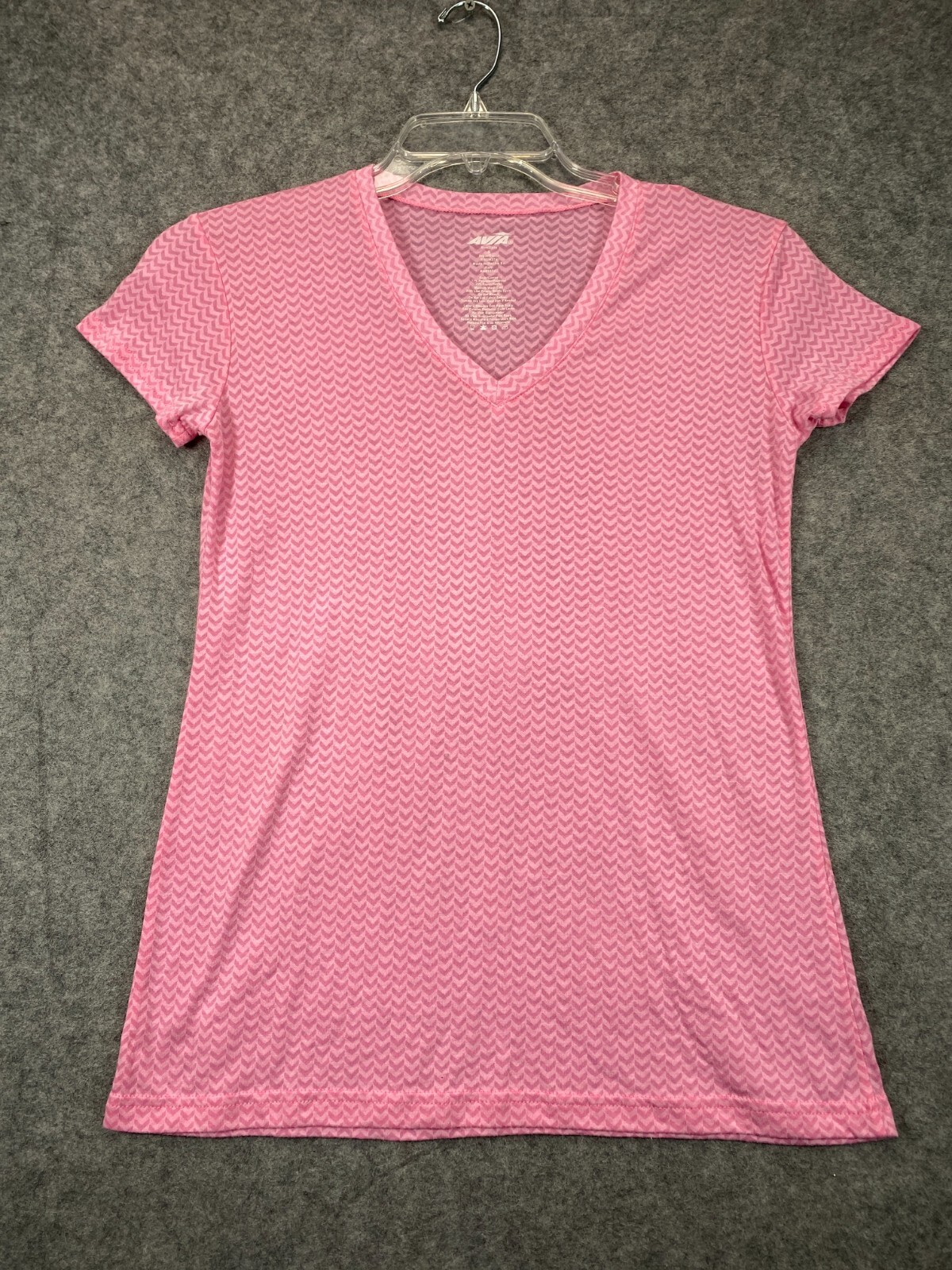 Avia Active Shirt Womens S Small Pink Herringbone V Neck Athletic Active Ladies