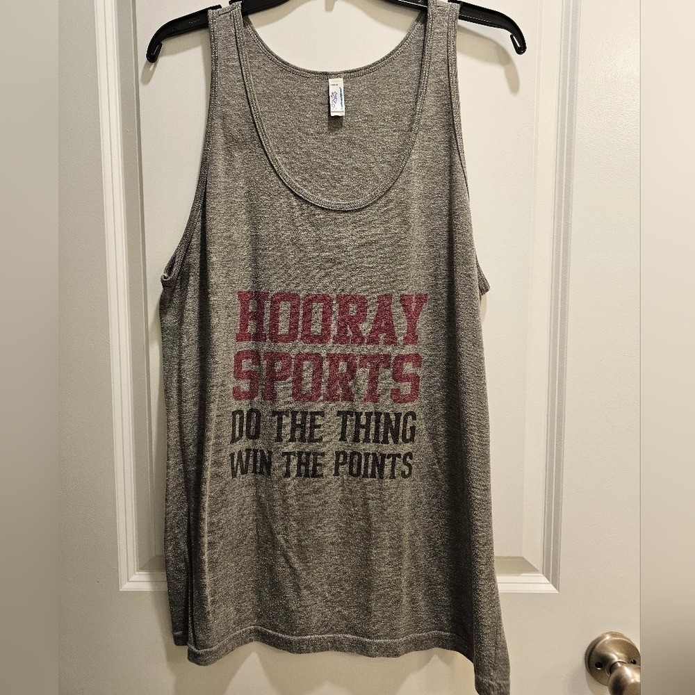 Vintage American Apparel Tank XL Gray HOORAY SPORTS Do The Thing Win The Points