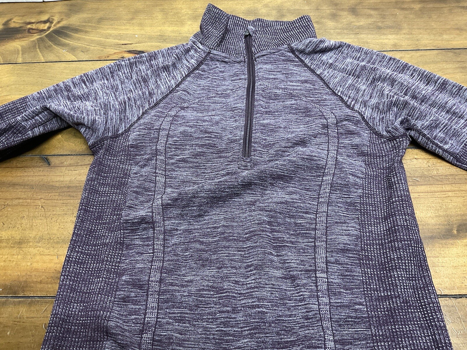 Lululemon Swiftly Wool 1/2 Zip Pullover Womens Size 8 Black Cherry Long Sleeve