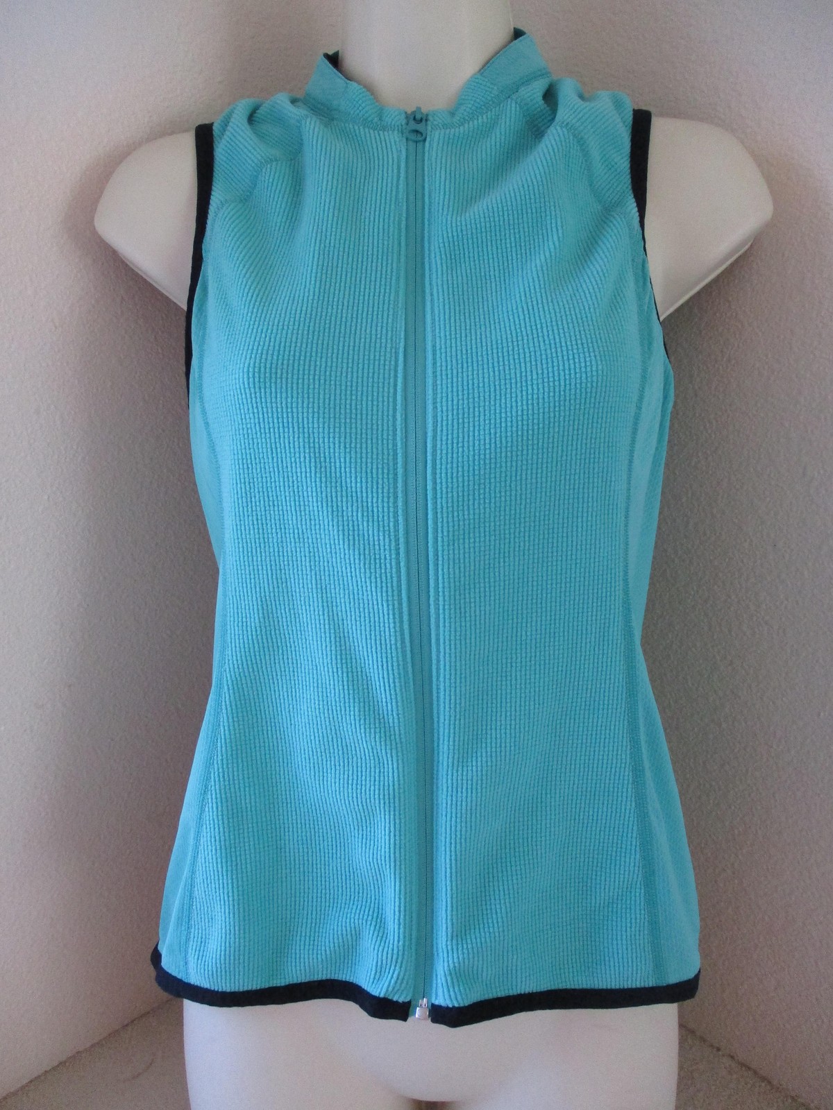 Arc’teryx Vest Women Small Blue Mock Neck Full Zip Pocket Breathable Waffle Knit
