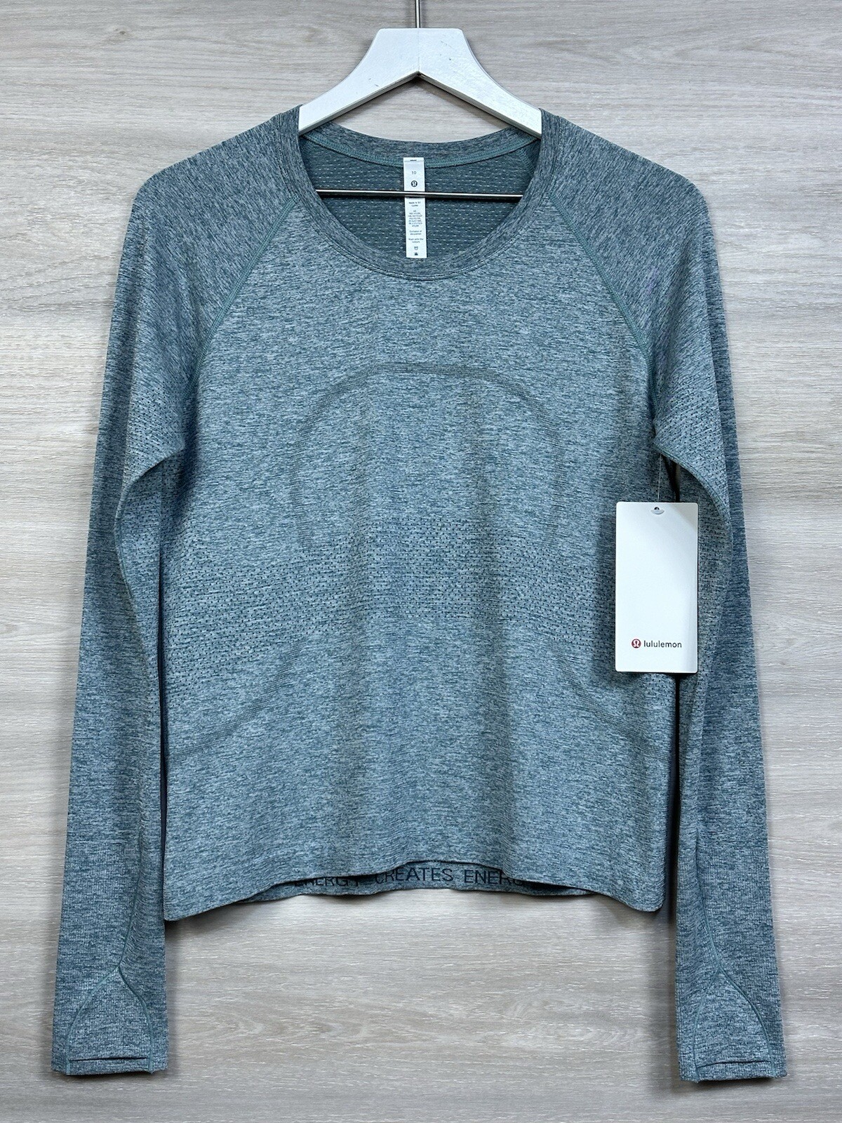 Lululemon Swiftly Tech LS 2.0 Race Sliverescent Size 10 Green Jasper White 08819