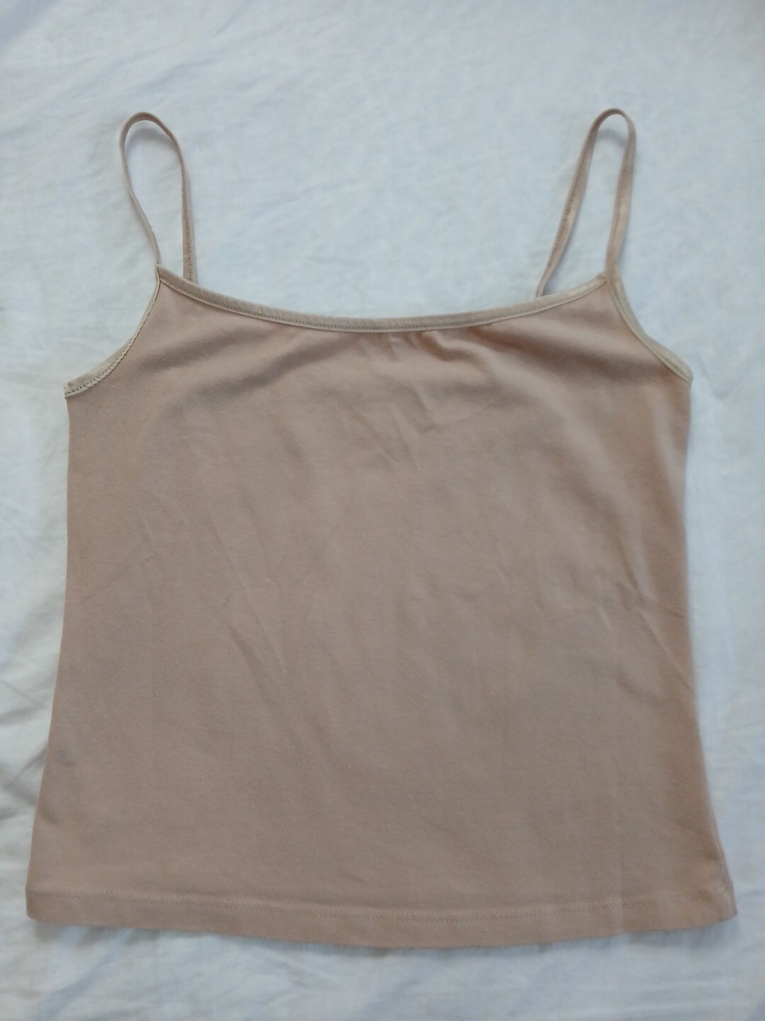 Simple Tank Women Junior Baige Cotton Blend Stretch Size S Under Blouse
