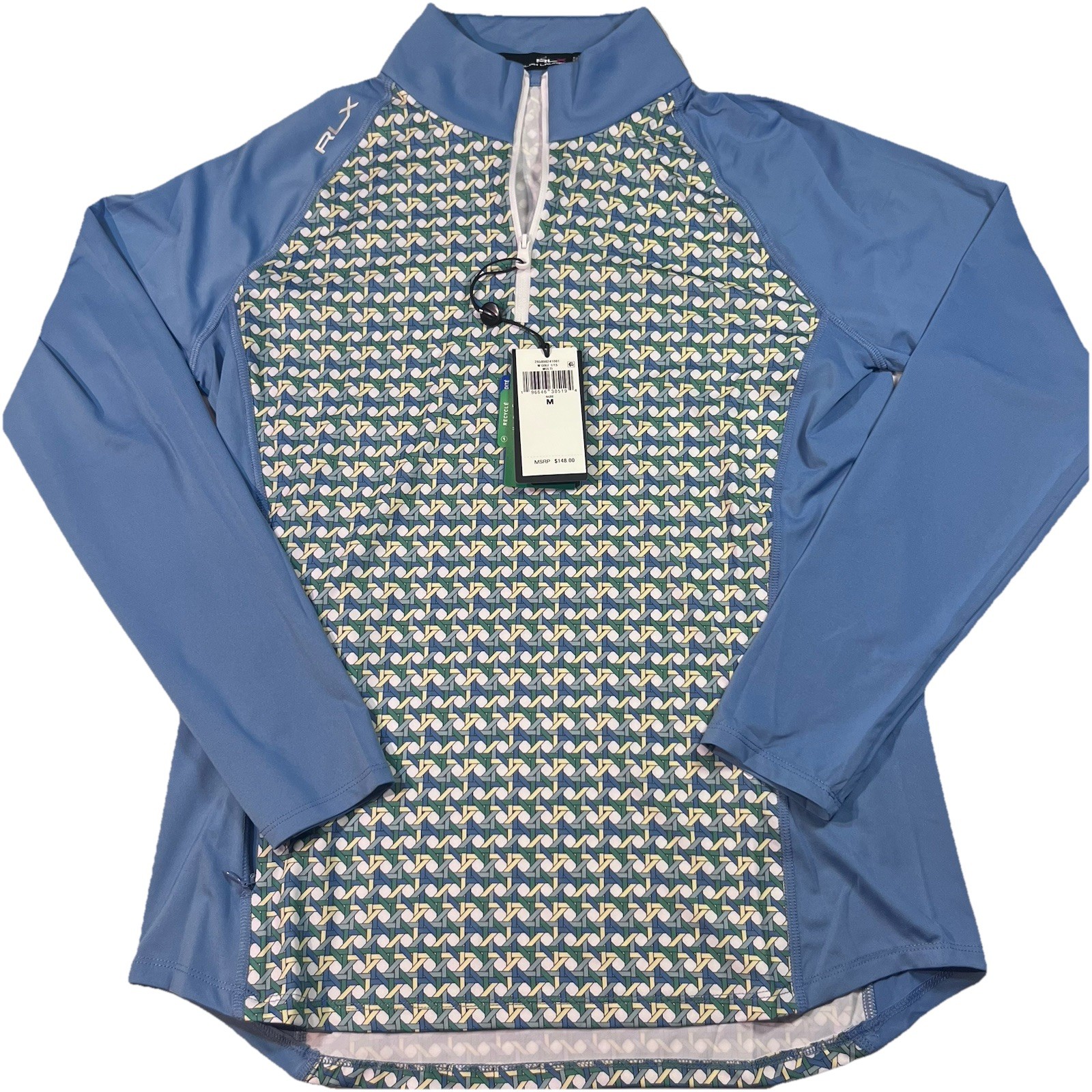 NWT RLX Golf Ralph Lauren Women Print 1/4 Zip Jersey Pullover Size M Stretch